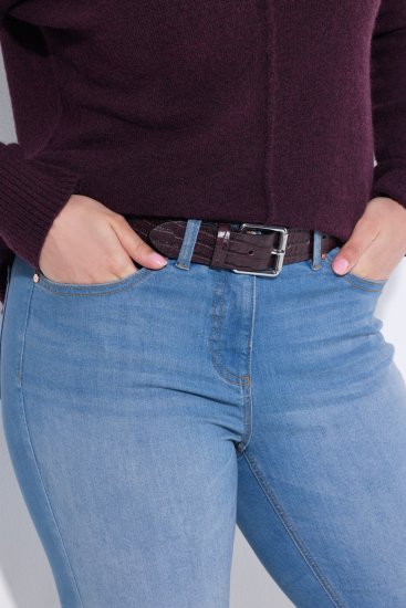 Ulla Popken Snake Embossed Belt Burgundy - Dámské pásky - 