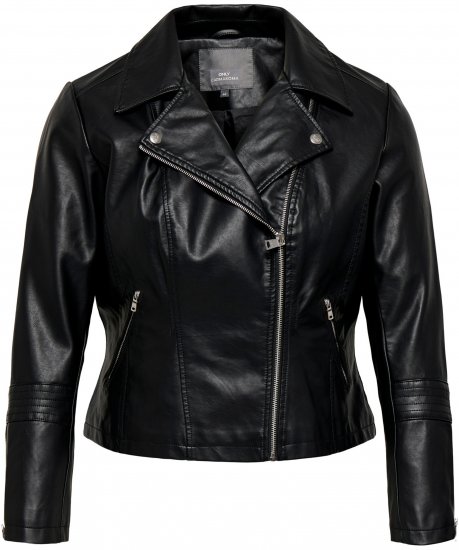 Only Carmakoma Emmy Biker Jacket Black - Kožené bundy - 