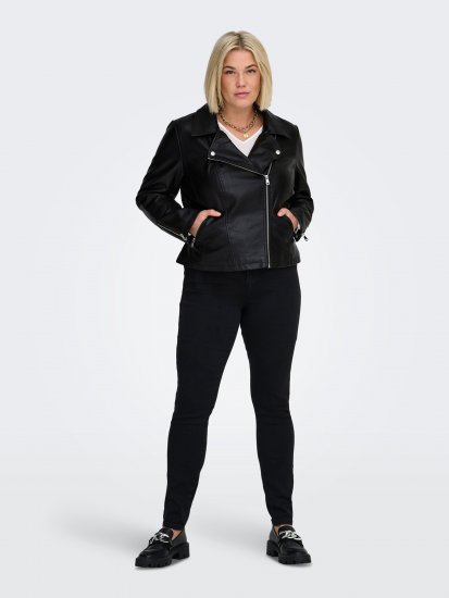 Only Carmakoma Emmy Biker Jacket Black - Kožené bundy - 