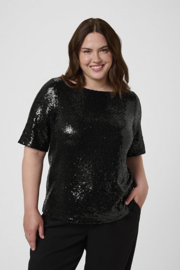 Kaffe Curve Mirana Sequin Blouse Black - Halenky - 