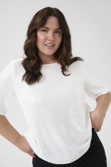 Kaffe Curve Mirana Sequin Blouse Chalk - Halenky - 