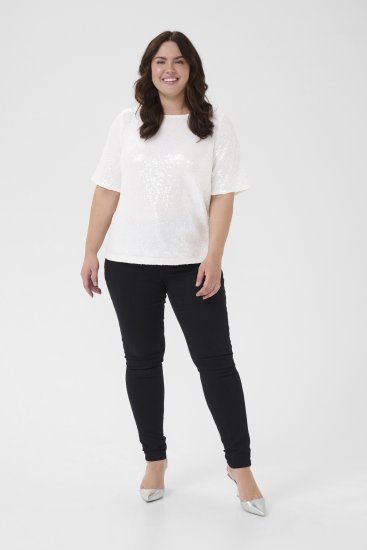 Kaffe Curve Mirana Sequin Blouse Chalk - Halenky - 