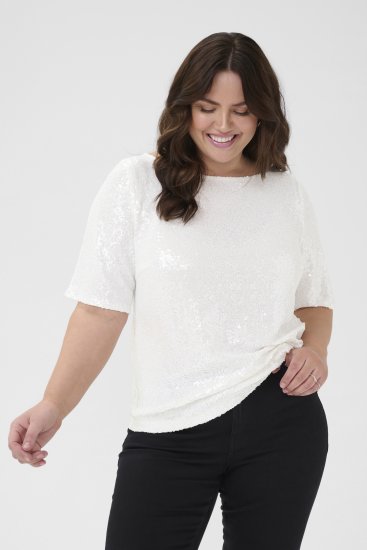 Kaffe Curve Mirana Sequin Blouse Chalk - Halenky - 