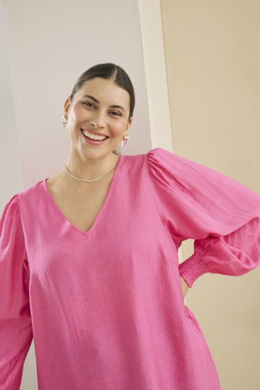 Kaffe Curve Sofia Blouse Pink Power - Halenky - 