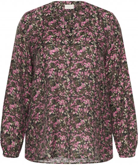 Kaffe Curve Belle Blouse Pink Black Graphic Flower - Halenky - 