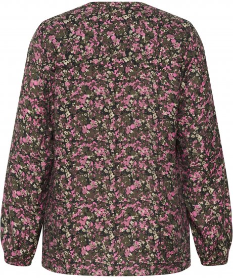 Kaffe Curve Belle Blouse Pink Black Graphic Flower - Halenky - 