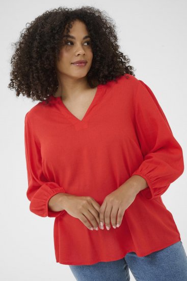 Kaffe Curve Mille Blouse Poppy Red - Halenky - 