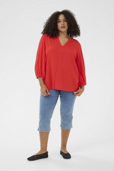 Kaffe Curve Mille Blouse Poppy Red - Halenky - 