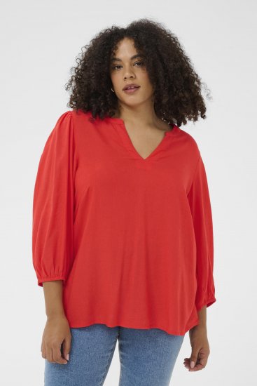 Kaffe Curve Mille Blouse Poppy Red - Halenky - 