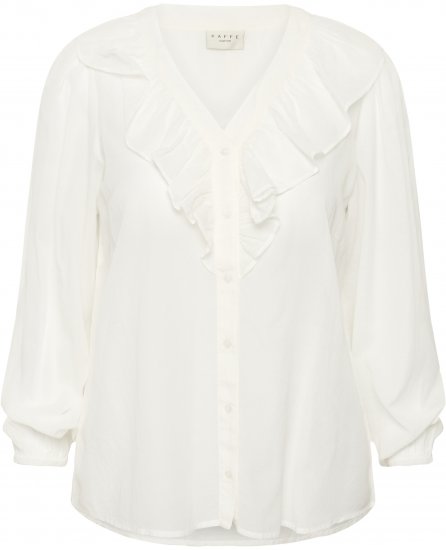 Kaffe Curve Lana Frill Blouse White - Halenky - 