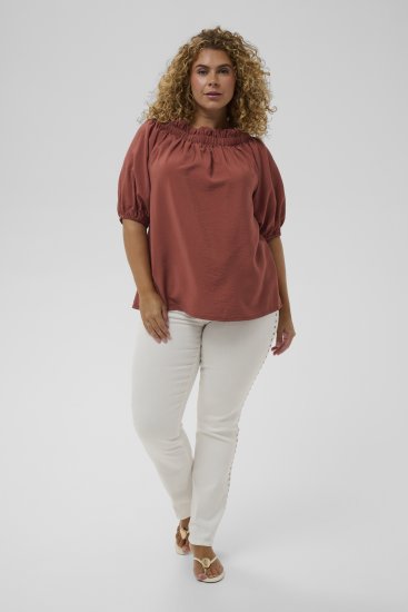 Kaffe Curve Neela Off-Shoulder Blouse Henna Brown - Halenky & tuniky - 