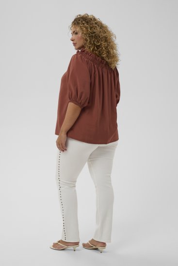 Kaffe Curve Neela Off-Shoulder Blouse Henna Brown - Halenky & tuniky - 