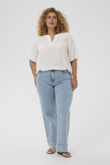Kaffe Curve Mina Lace Blouse Chalk White - Halenky & tuniky - 