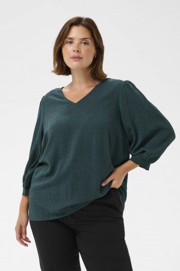Kaffe Curve Pippi Blouse 3/4 Sleeve Magical Forest Green - Halenky & tuniky - 