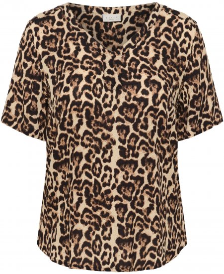 Kaffe Curve Ami Short Sleeve Blouse Printed Leopard - Halenky & tuniky - 