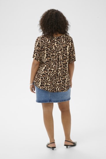 Kaffe Curve Ami Short Sleeve Blouse Printed Leopard - Halenky & tuniky - 