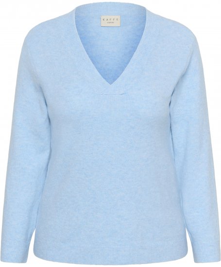 Kaffe Curve Jilanda V-Neck Pullover Blue - Svetry & pletené oděvy - 