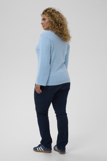 Kaffe Curve Jilanda V-Neck Pullover Blue - Svetry & pletené oděvy - 