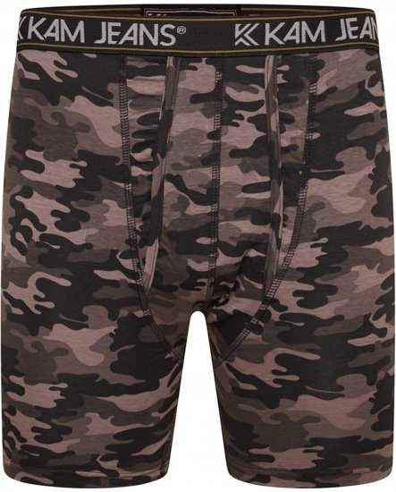 Kam Jeans 813 Camo Print Boxers Charcoal Khaki - Boxerky - Boxerky 2XL-12XL