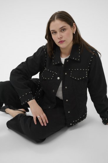 Kaffe Curve Brenn Twill Jacket Washed Black - Džínové bundy - 