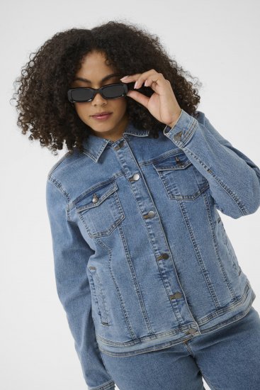 Kaffe Curve Vilana Denim Jacket Washed Blue - Džínové bundy - 