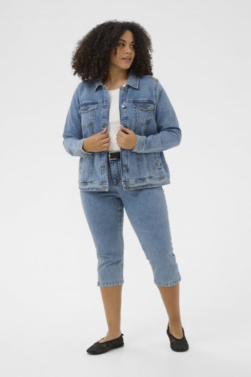 Kaffe Curve Vilana Denim Jacket Washed Blue - Džínové bundy - 