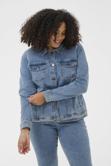 Kaffe Curve Vilana Denim Jacket Washed Blue - Džínové bundy - 