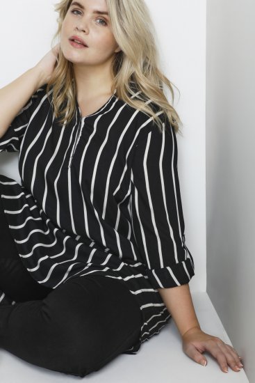 Kaffe Curve Milana Shirt Šaty Černá / Chalk pruh - Šaty - 