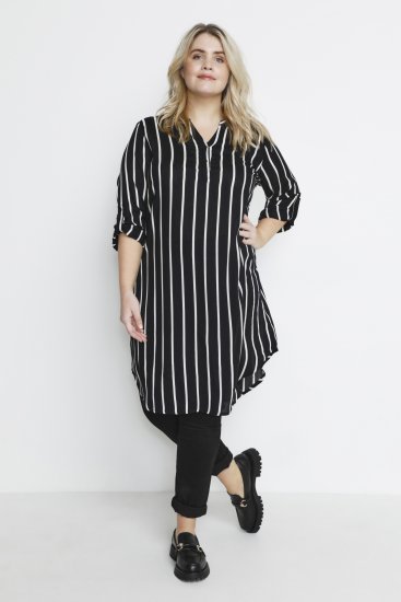 Kaffe Curve Milana Shirt Šaty Černá / Chalk pruh - Šaty - 