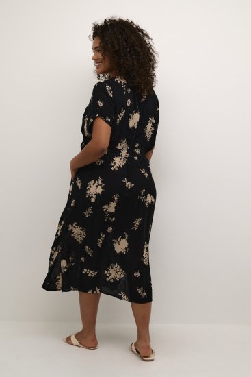Kaffe Curve Jenna Šaty Černá/Brown Flower potisk - Šaty - 