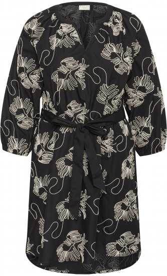 Kaffe Curve Kimmie Dress Black Chalk Embroidery - Midi šaty - 