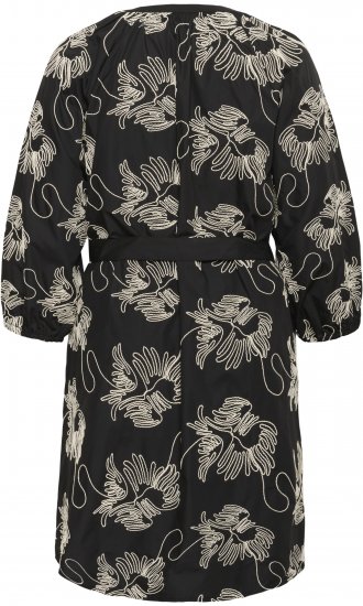 Kaffe Curve Kimmie Dress Black Chalk Embroidery - Midi šaty - 