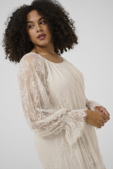 Kaffe Curve Amalie Lace Dress Moonbeam - Midi šaty - 
