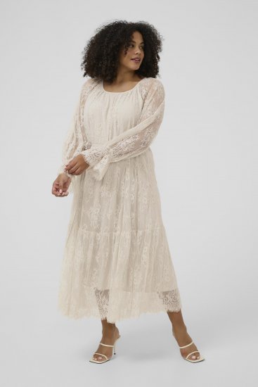 Kaffe Curve Amalie Lace Dress Moonbeam - Midi šaty - 