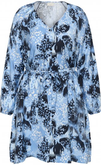 Kaffe Curve Aliana Dress Blue Flower Animal - Midi šaty - 