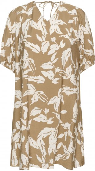 Kaffe Curve Marla Dress Oak Chalk Leaf - Midi šaty - 