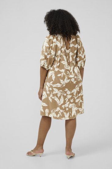 Kaffe Curve Marla Dress Oak Chalk Leaf - Midi šaty - 