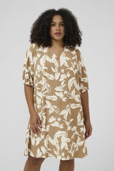 Kaffe Curve Marla Dress Oak Chalk Leaf - Midi šaty - 