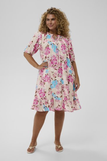 Kaffe Curve Hayley Dress Multi Color Flower - Midi šaty - 