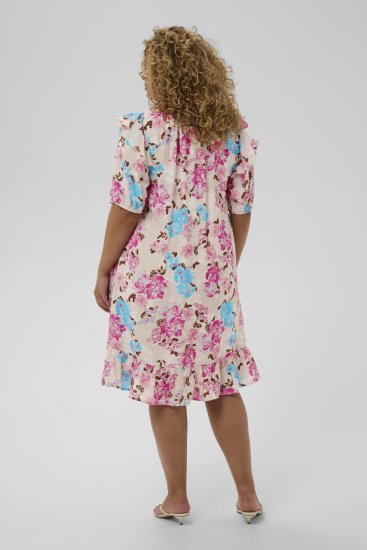 Kaffe Curve Hayley Dress Multi Color Flower - Midi šaty - 