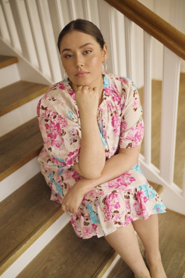 Kaffe Curve Hayley Dress Multi Color Flower - Midi šaty - 