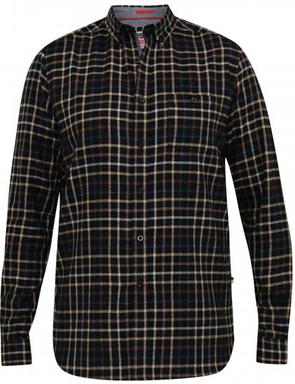 D555 Destin Checked Long Sleeve Shirt Black/Tan Check - Košile s dlouhým rukávem - 