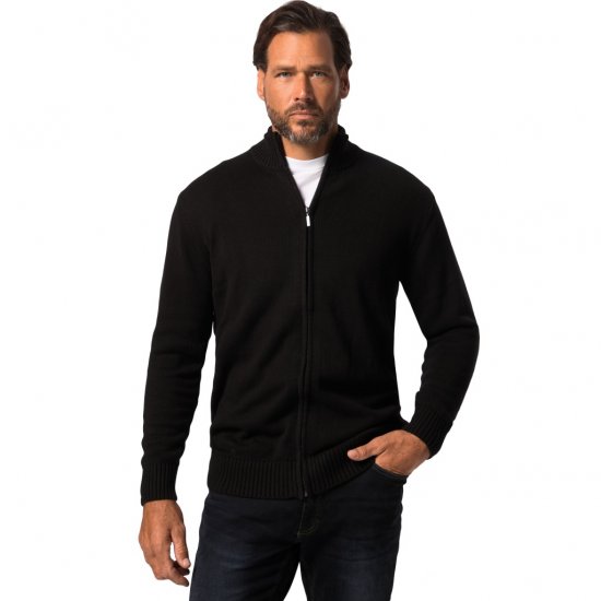 JP1880 Cardigan Knitted with Zipper Black TALL - PÁNSKÉ OBLEČENÍ MT-6XLT - TALL-velikosti