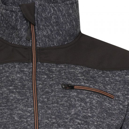 Kam jeans KV133 Twisted Marl Fleece Jacket Black - Bundy - Bundy Nadměrné Velikosti - 2XL-8XL