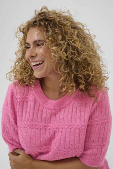 Kaffe Curve Minia Pullover Pink Power Melange - Pletené svetry - 