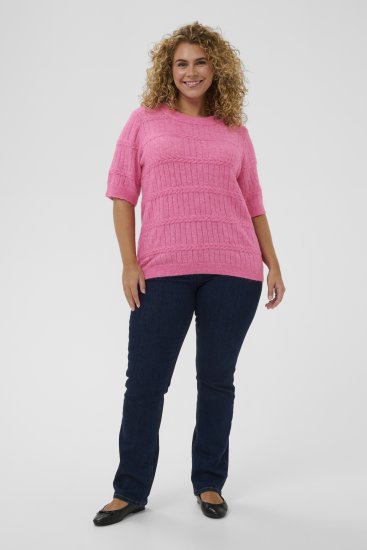 Kaffe Curve Minia Pullover Pink Power Melange - Pletené svetry - 