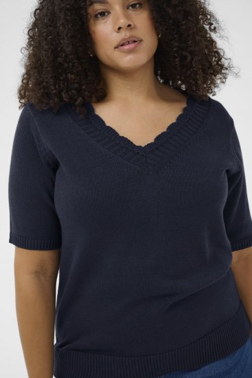 Kaffe Curve Leani Knitted Pullover Midnight Marine - Pletené svetry - 