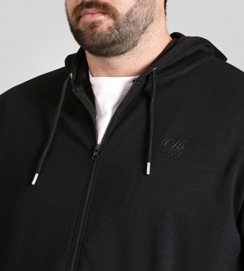 Duke Kenilworth Pin Tuck Sleeves Zip Through Hoodie Dark Navy TALL - TALL mikiny - 