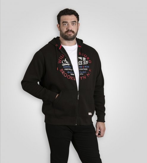 Duke Southampton Brooklyn Chest Print Full Zip Hoodie Black - Mikiny & mikiny s kapucí - Mikiny & Mikiny s kapucí 2XL-12XL