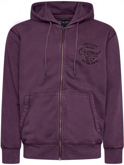 Kam Jeans 7082 Garment DYE with Zipper Hoodie Purple - Mikiny & mikiny s kapucí - Mikiny & Mikiny s kapucí 2XL-12XL